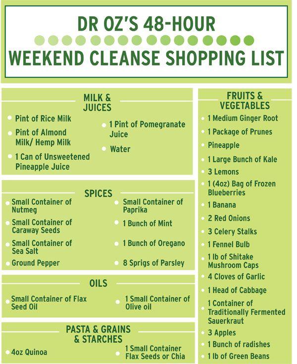 Hochzeit - Dr. Oz's 48-Hour Weekend Cleanse Shopping List