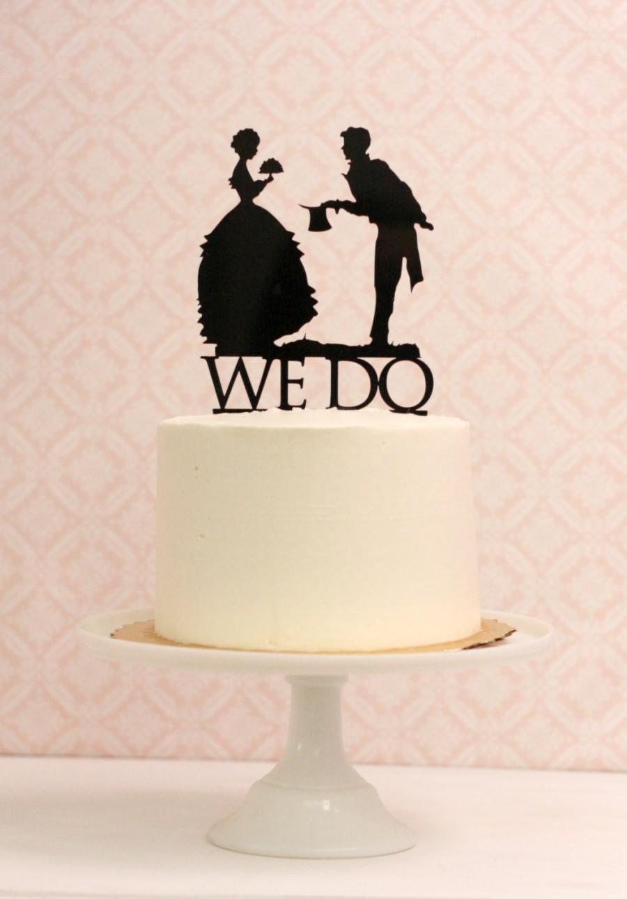 Wedding - Wedding Cake Topper with Silhouettes - We Do - Victorian Inspired - MADE TO ORDER