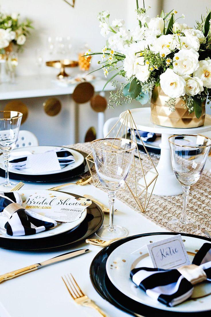 Mariage - Geometric Gold, Black & Bold Bridal Shower // Hostess With The Mostess®