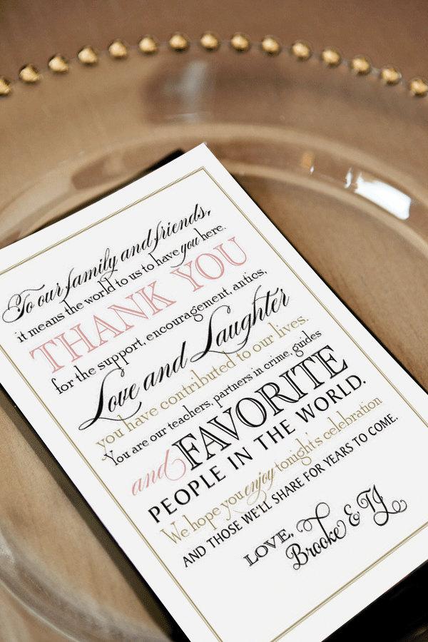 Wedding - Printable Wedding Thank You Note for Guests, Calligraphy, Welcome Bag Tag