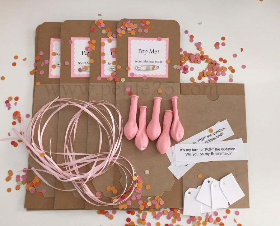 زفاف - Set of 7 kits - DIY Pop the Balloon, secret message inside, will you be my bridesmaid, proposal, bridal party, bridal favor, secret message