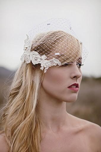 Wedding - Best Selling Alencon Lace birdcage veil Ready to ship