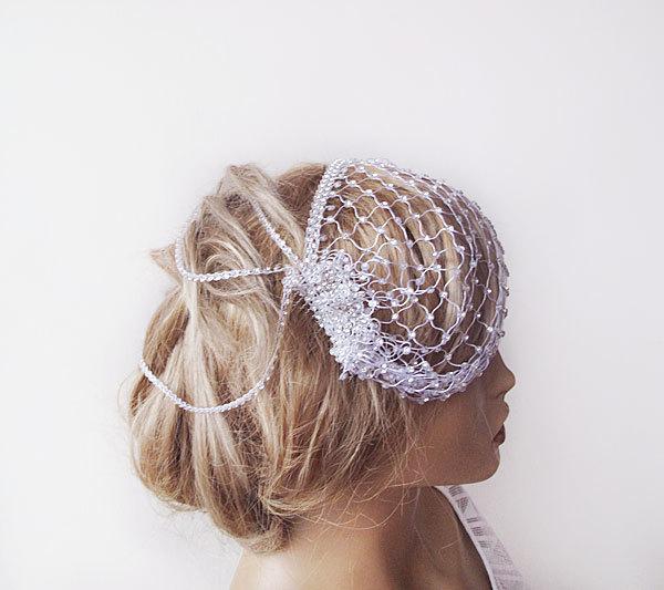 زفاف - Bridal Birdcage, Mini  wedding Veil, Rhinestone Head Piece, Wedding Headband, Fascinator , Wedding Veil, Wedding Accessories