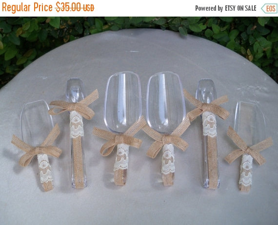 Wedding - ON SALE Candy Buffet Scoops /  Vintage Rustic  Wedding  Scoops / Candy Jar  Scoops / 6 Candy Scoops Rustic Wedding Decor