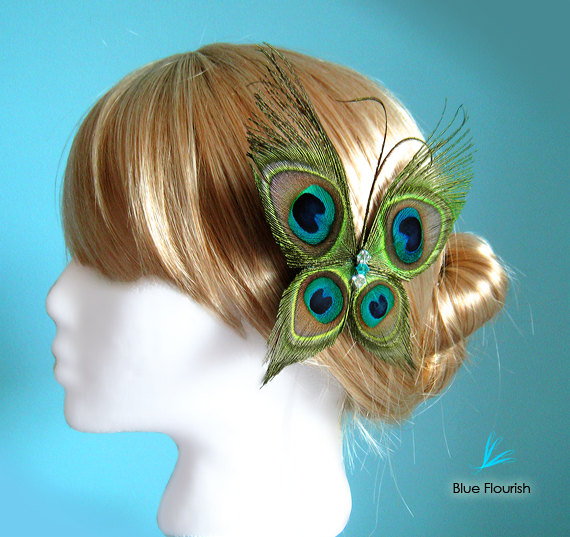 Mariage - Wedding hair accessories butterfly wedding butterfly hair clip peacock wedding head piece bride wedding bridal hair clip butterflies garden