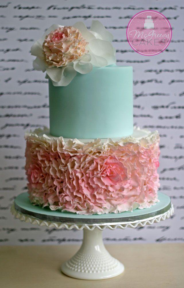 Wedding - Fondant Rosette Ruffles Cake
