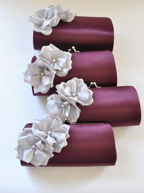 Mariage - Set of 8 Small Bridesmaid clutches / Wedding clutches - CUSTOM COLOR