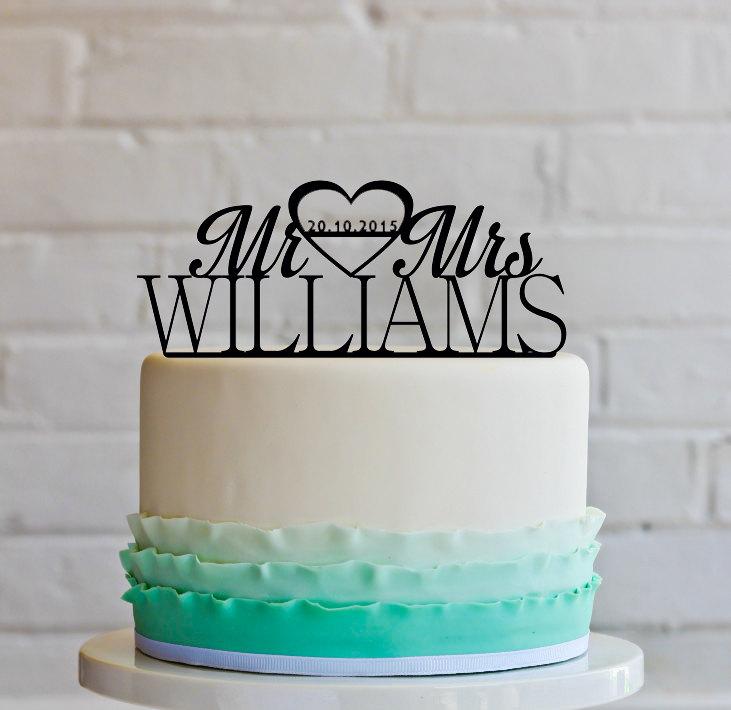 زفاف - Wedding Cake Topper Mr&Mrs with your last name and date of wedding.
