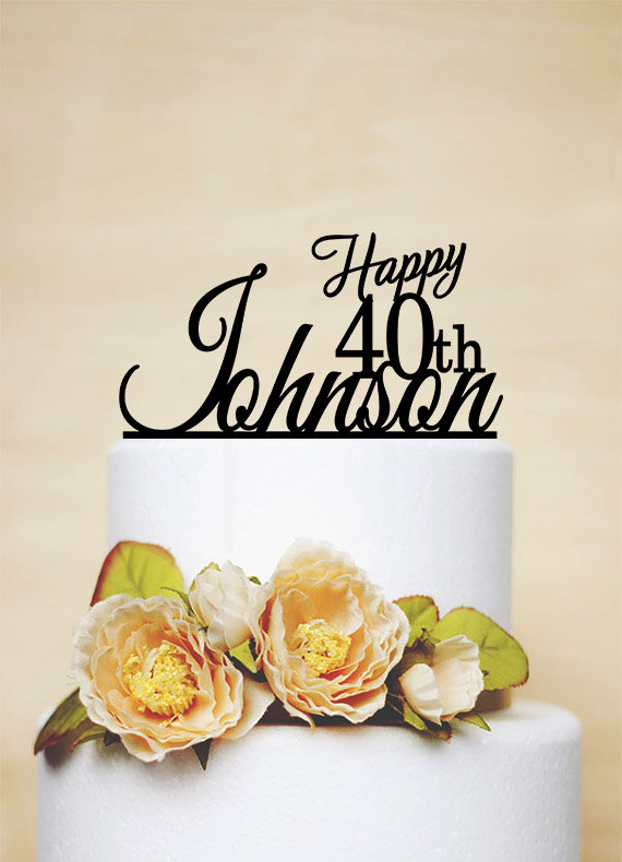 Wedding - 40th Birthday Cake Topper,Happy 40th Birthday Cake Topper,40th Anniversary Cake Topper,Custom Cake Topper-A010