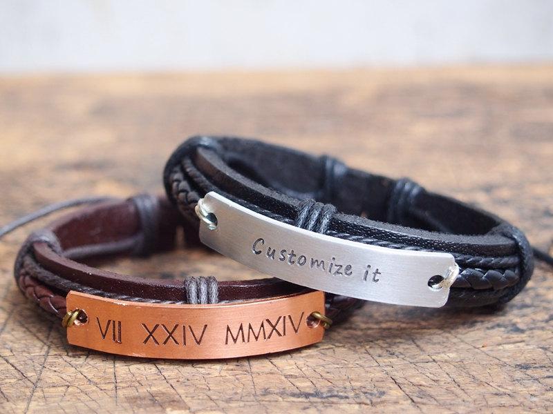 زفاف - Mens personalized bracelet, Men's customized Bracelet, Roman Numeral bracelet, Engraved men's Bracelet, Anniversary bracelet, boyfriend gift