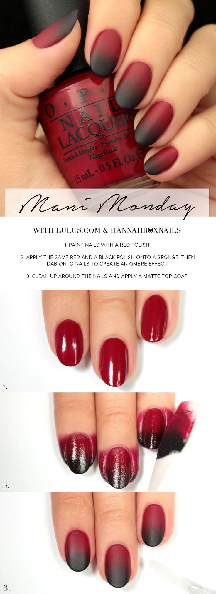زفاف - Mani Monday: Black And Red Ombre Nail Tutorial (Lulus.com Fashion Blog)