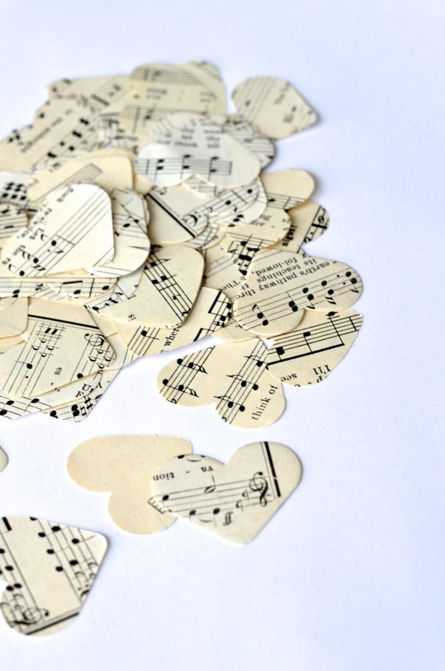 Mariage - Vintage Sheet Music Heart Confetti, medium size