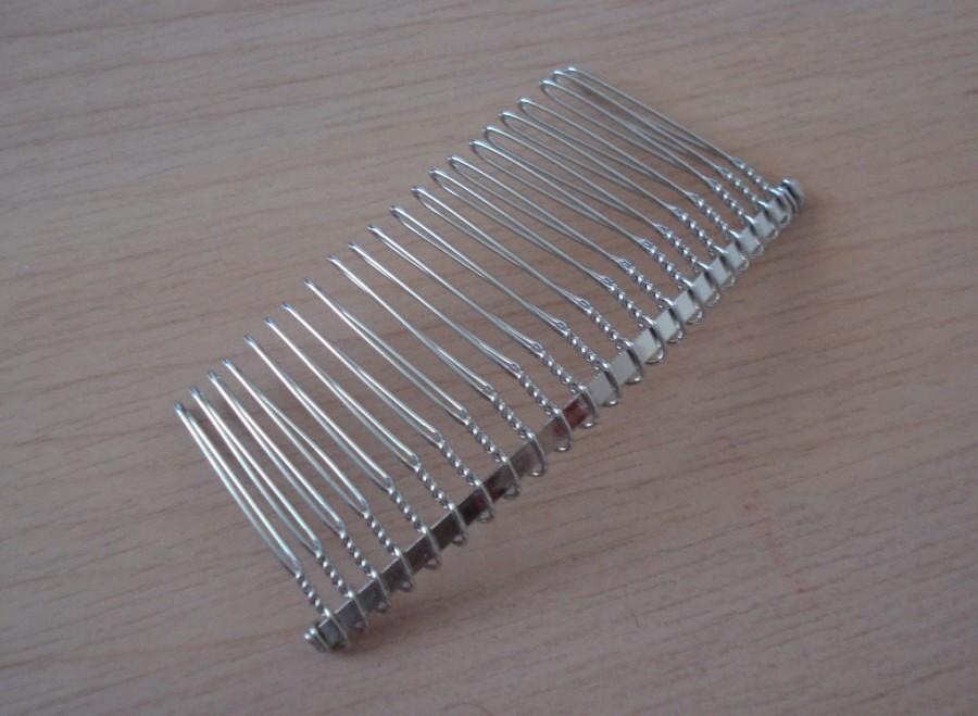 زفاف - 22 Teeth, 3 1/4 Inches Wide High Quality Silver Tone Wire Comb, Metal Comb, Hair Comb - 1 piece