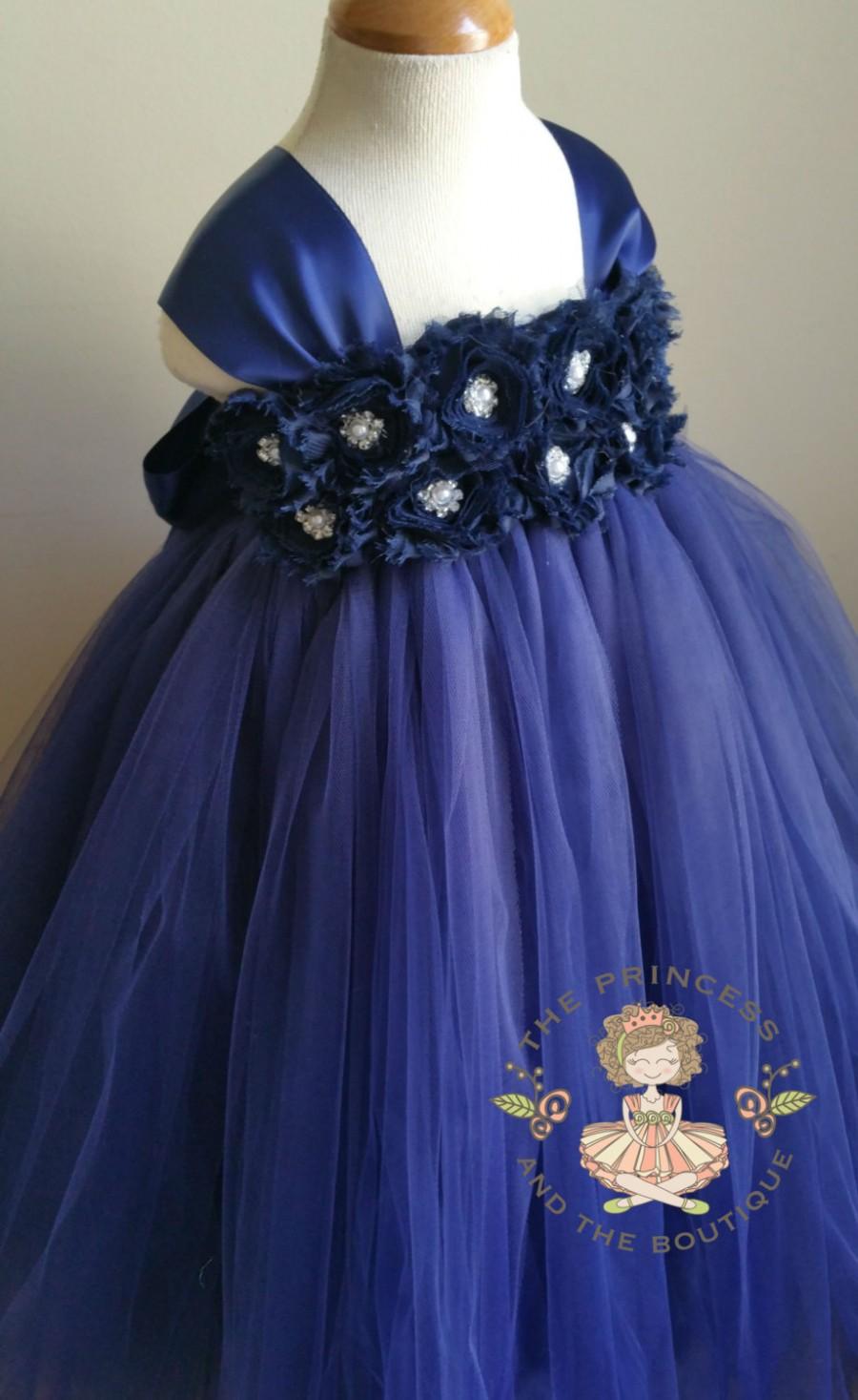 Mariage - navy blue flower girl dress, flower girl dress, navy blue dress, navy dress, tutu dress, navy blue tutu dress, bithday outfit, navy blue