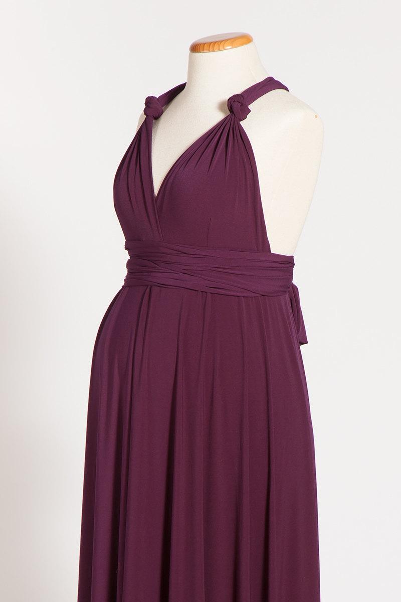 Wedding - Maternity Infinity Purple Dress, Maternity Dress, Long Aubergine Maternity Gown, Maternity Eggplant dress, Premom Dress, Maternity Clothing