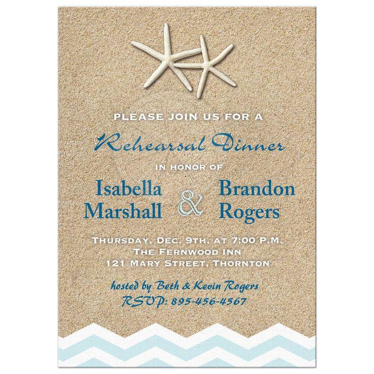 Wedding - Rehearsal Dinner Invitation - Starfish & Chevrons