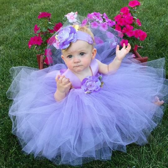 Hochzeit - Flower Girl Dress Tutu Lavender Baby Flower Girl Dress - Tutu Dresses for Baby Girls - Light Purple Flower Girl Dress Tutus