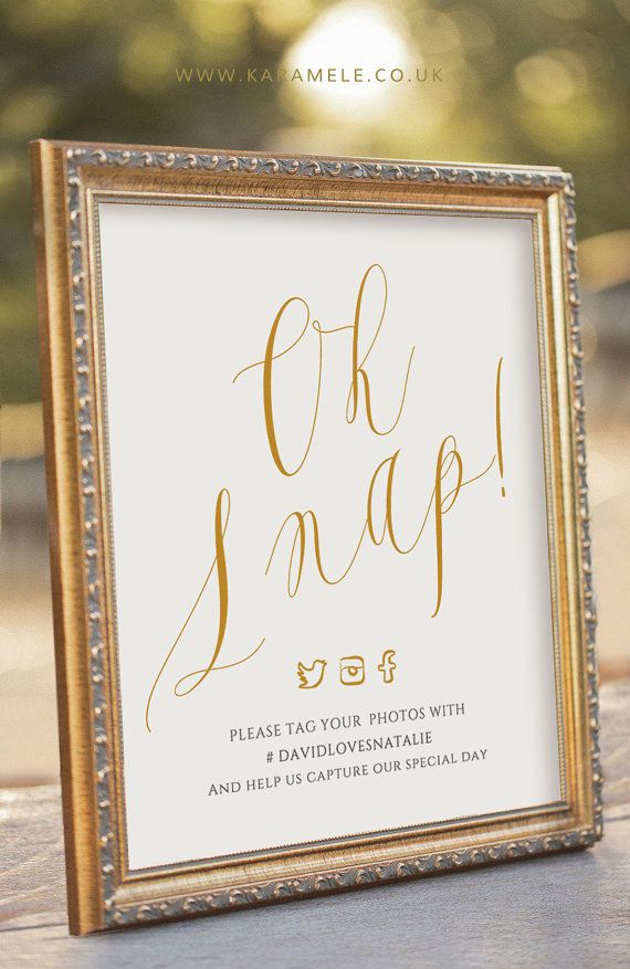 زفاف - ELEGANT Oh Snap! Printable Social Media Wedding Sign - Digital PDF File