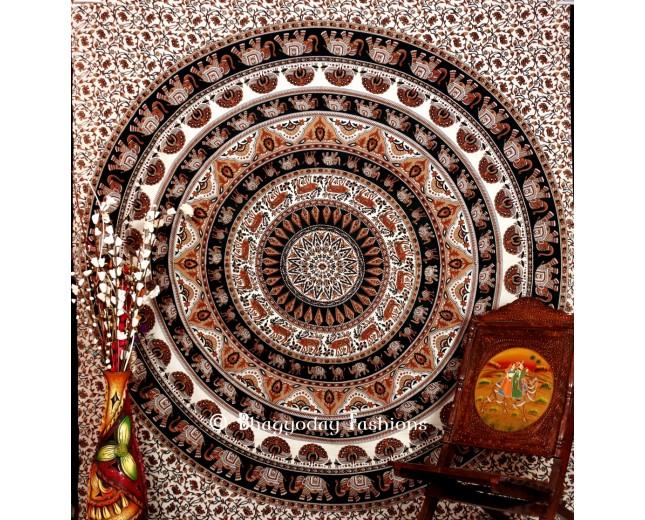 Wedding - White Multicolor Indian Boho Tapestry
