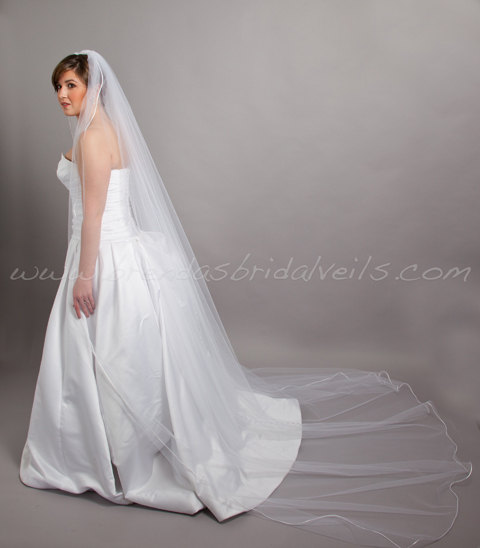 زفاف - Illusion Tulle Bridal Veil Single Layer Satin Cord Edge - Diana