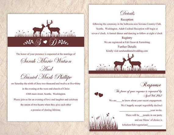 Hochzeit - Printable Wedding Invitation Suite Printable Invitation Elegant Wedding Invitation Reindeer Invitation Download Invitation Edited jpeg file