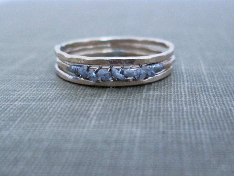 Hochzeit - Ultra Thin Raw Diamond Ring // Uncut Diamond Ring // Raw Diamond Stacking Ring Set // Rough Gemstone Ring // Thin Uncut Diamond Ring