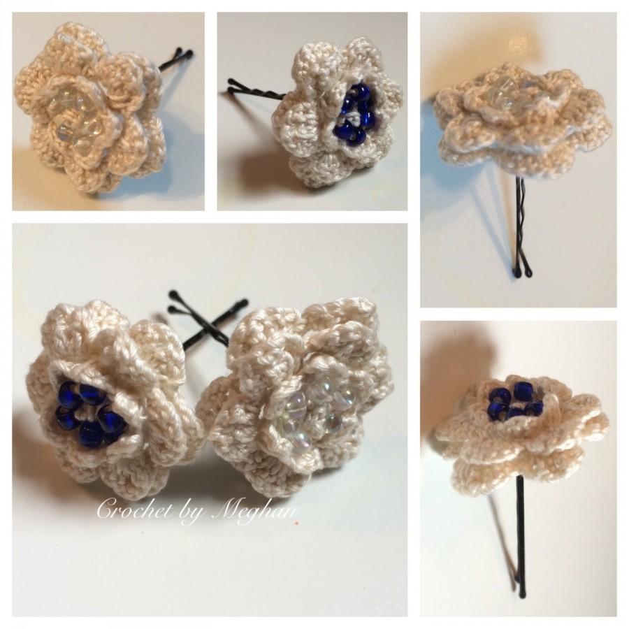 Hochzeit - Wedding Hair Accessories , Bobby Pins, Vintage Crochet Thread, Beaded, Handmade, Crochet