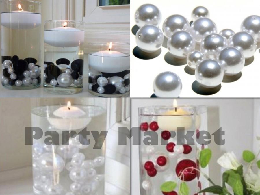 Wedding - 10mm 14mm 18mm 30mm Unique Jumbo & Assorted Sizes Plastic Faux Bead Pearls Ball Vase Fillers Table Scatter for Wedding Home Party Decoration