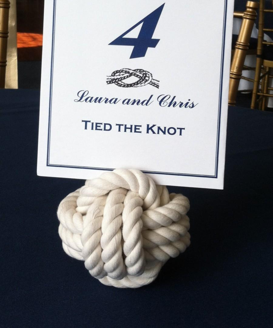 Mariage - Wedding Knot Number Holders for your Nautical Wedding 4 Pack of white Monkey Fist Knots