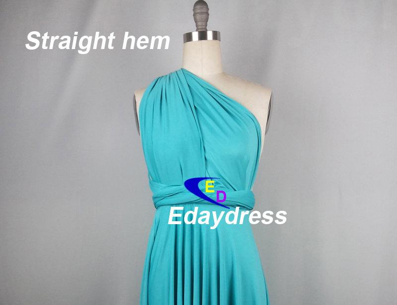 Hochzeit - Straight Hem Knee Tea Length Blue Bridesmaid Dress Convertible Dress Infinity Dress Multi Way Dress Purple Wrap Dress