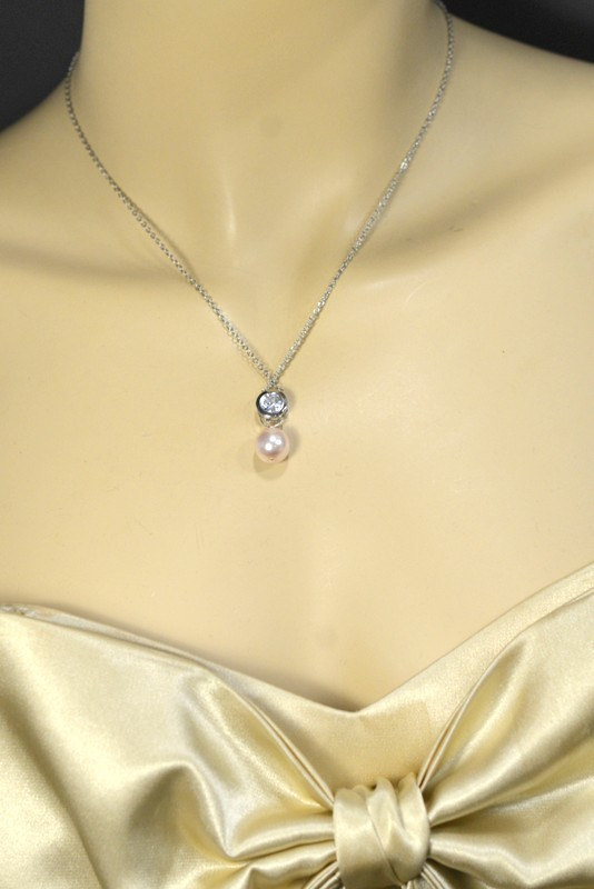 Wedding - Bridesmaid gifts,Pearl Bridal NECKLACE Pink Blush Pearl Cubic Zirconia Wedding Jewelry Bridesmaid Gift Pastel Rose Jewelry,monogram gifts
