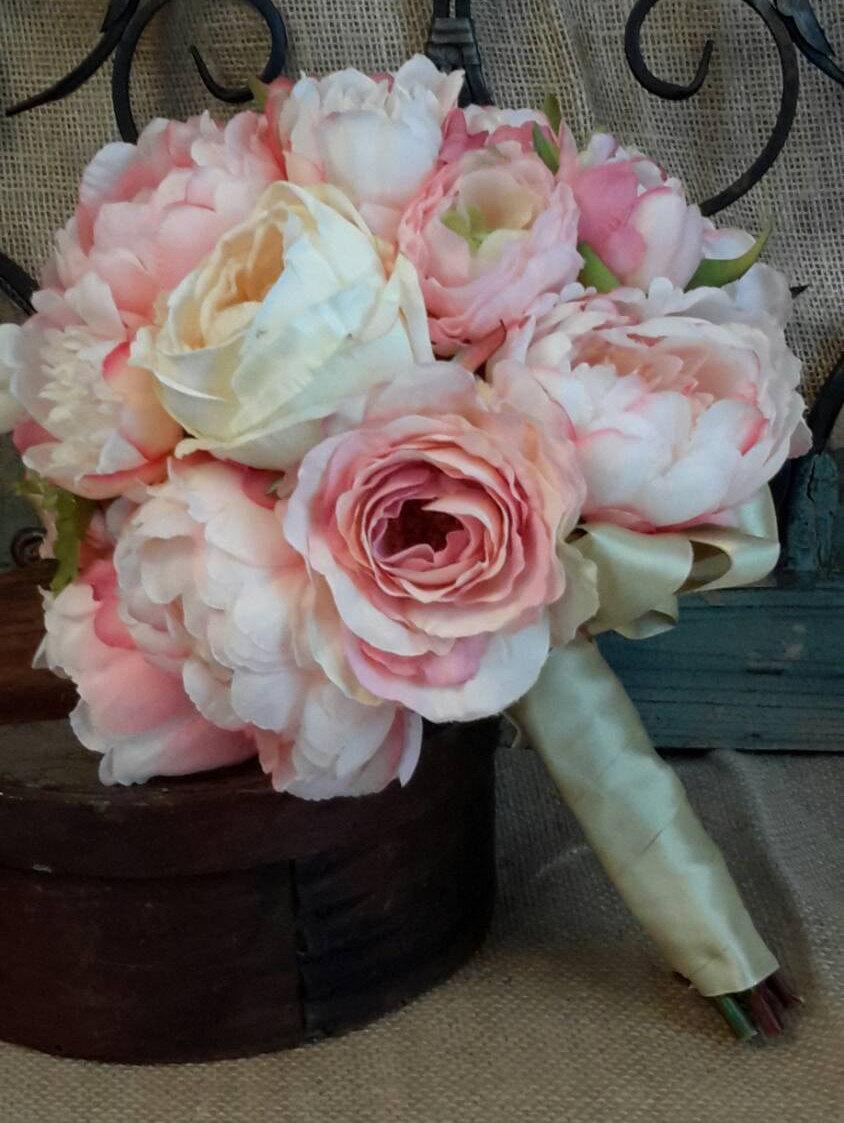 Mariage - Peony bouquet,Pink Peony, Blush Peony Bouquet, Wedding Bouquet, Silk Bouquet, Brides Bouquet, Peony and Garden Rose bouquet, Garden Wedding