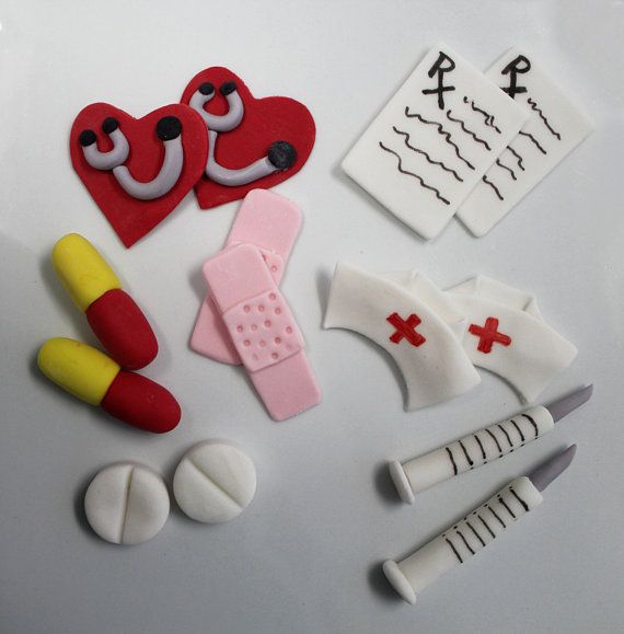 Hochzeit - Nurses Cap , Syringe, And 4 Pills