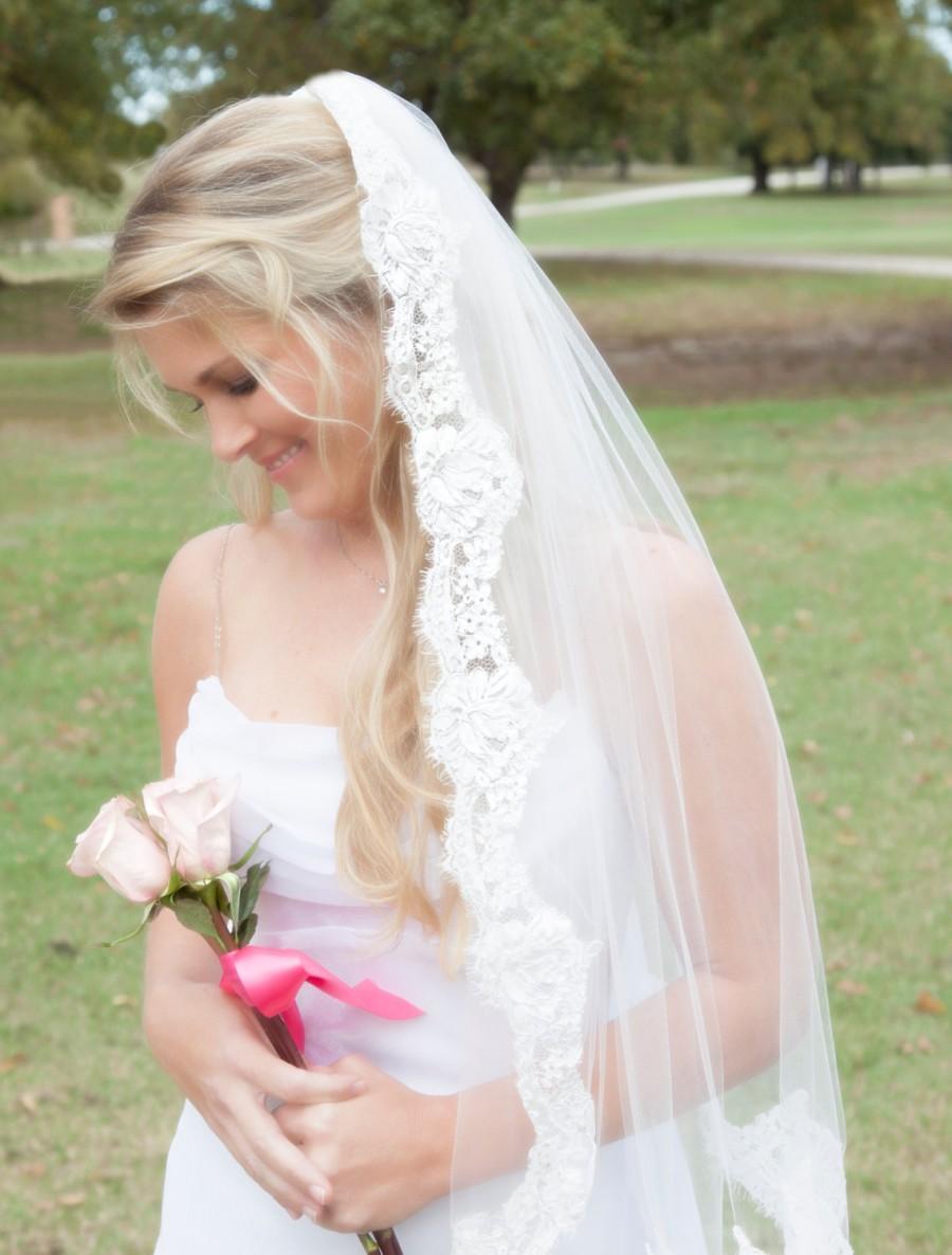 زفاف - Eyelash Alencon Lace Wedding Veil