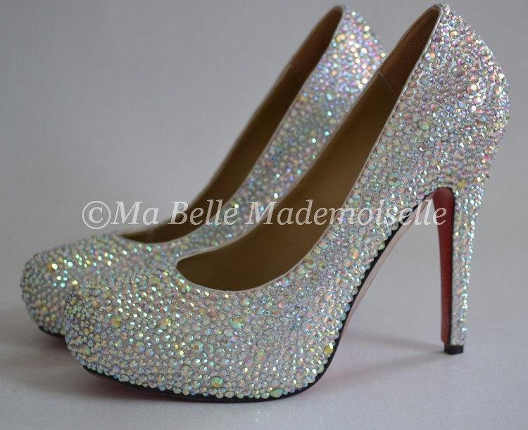 Hochzeit - Crystal Wedding Shoes, Crystal Bridal Shoes, Bling Shoes,