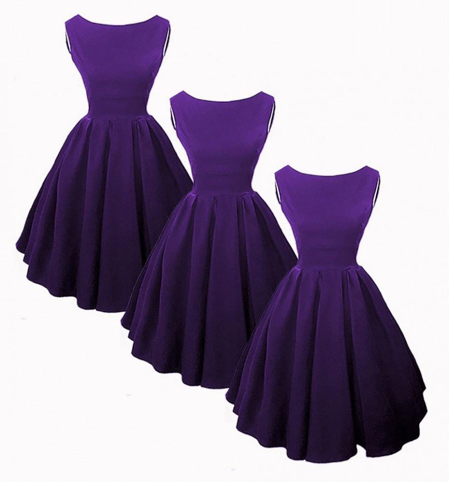 Wedding - Elisa  Audry Hepburn inspired 50s Style Bridesmaid Dresses in Purple.