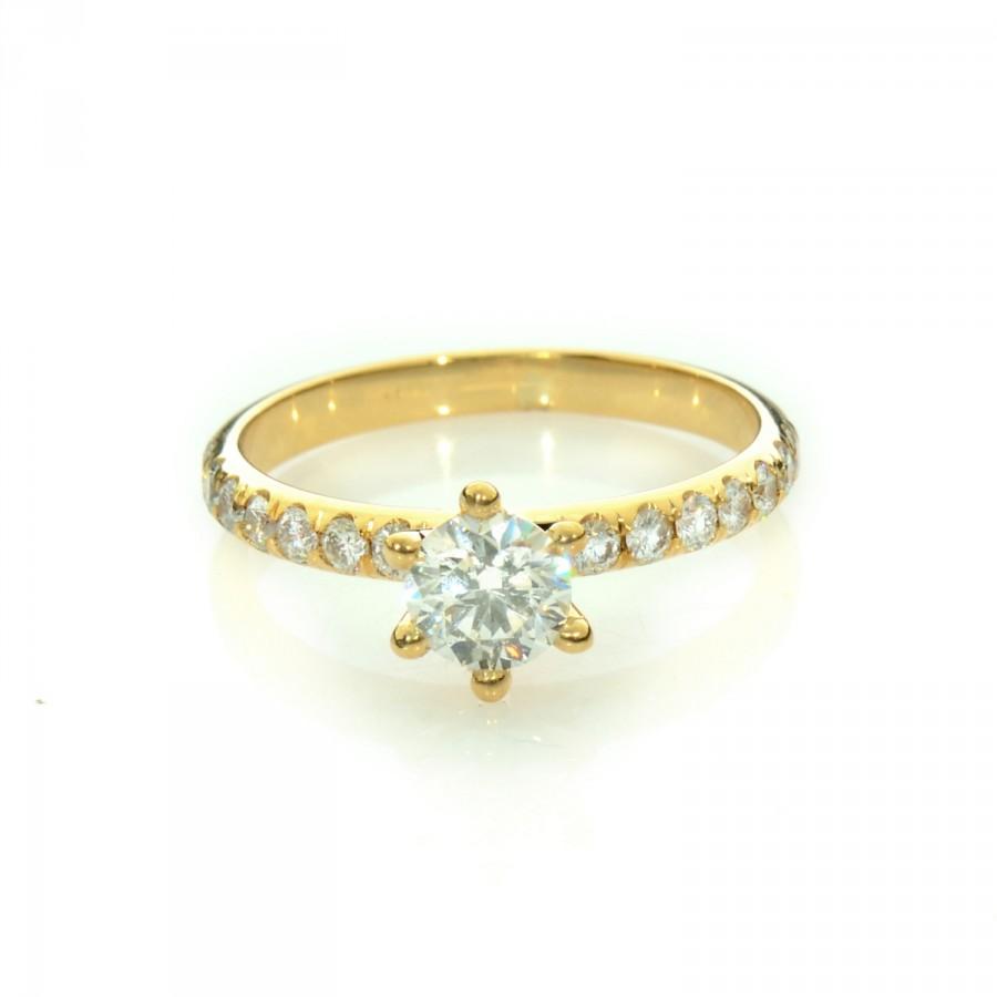 Hochzeit - Natural Diamond Engagement Ring - Solitaire gold ring - Unique Engagement Ring - dainty engagement ring  - genuine engagement ring