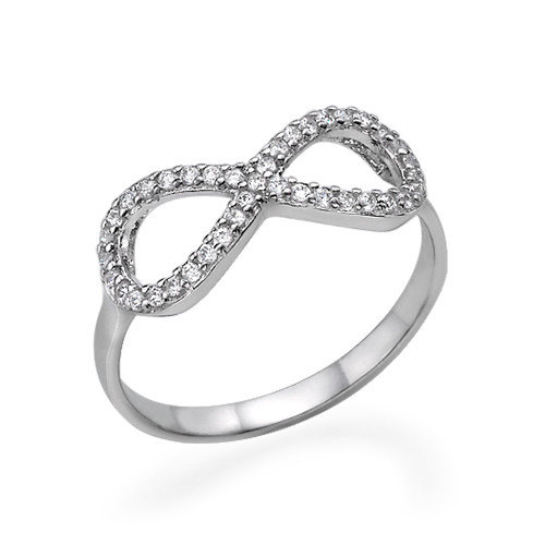 Mariage - Infinity Ring 925 Sterling Silver Infinity Knot Pave Russian Iced Out Diamond CZ Love Solid Ring Size 4-16 Love Gift