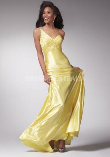 Wedding - Buy Australia One-shoulder Daffodil Elastic Woven Satin Evening Dress/ Prom Dresses By CSS 1515 at AU$161.57 - Dress4Australia.com.au