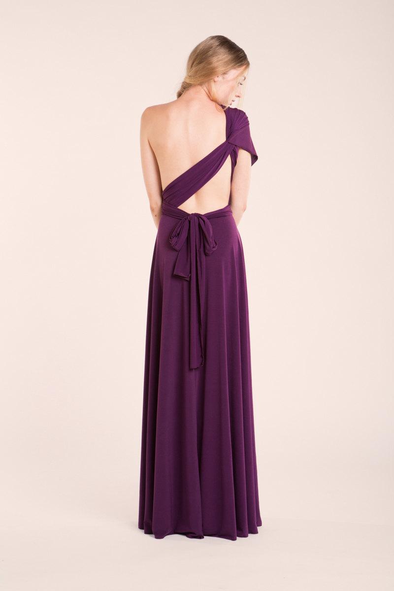 Wedding - Purple Party Dress, Aubergine Infinity dress, Event Dress, Eggplant bridesmaid dress, Convertible Versatile Gown,Long Asymetrical long dress