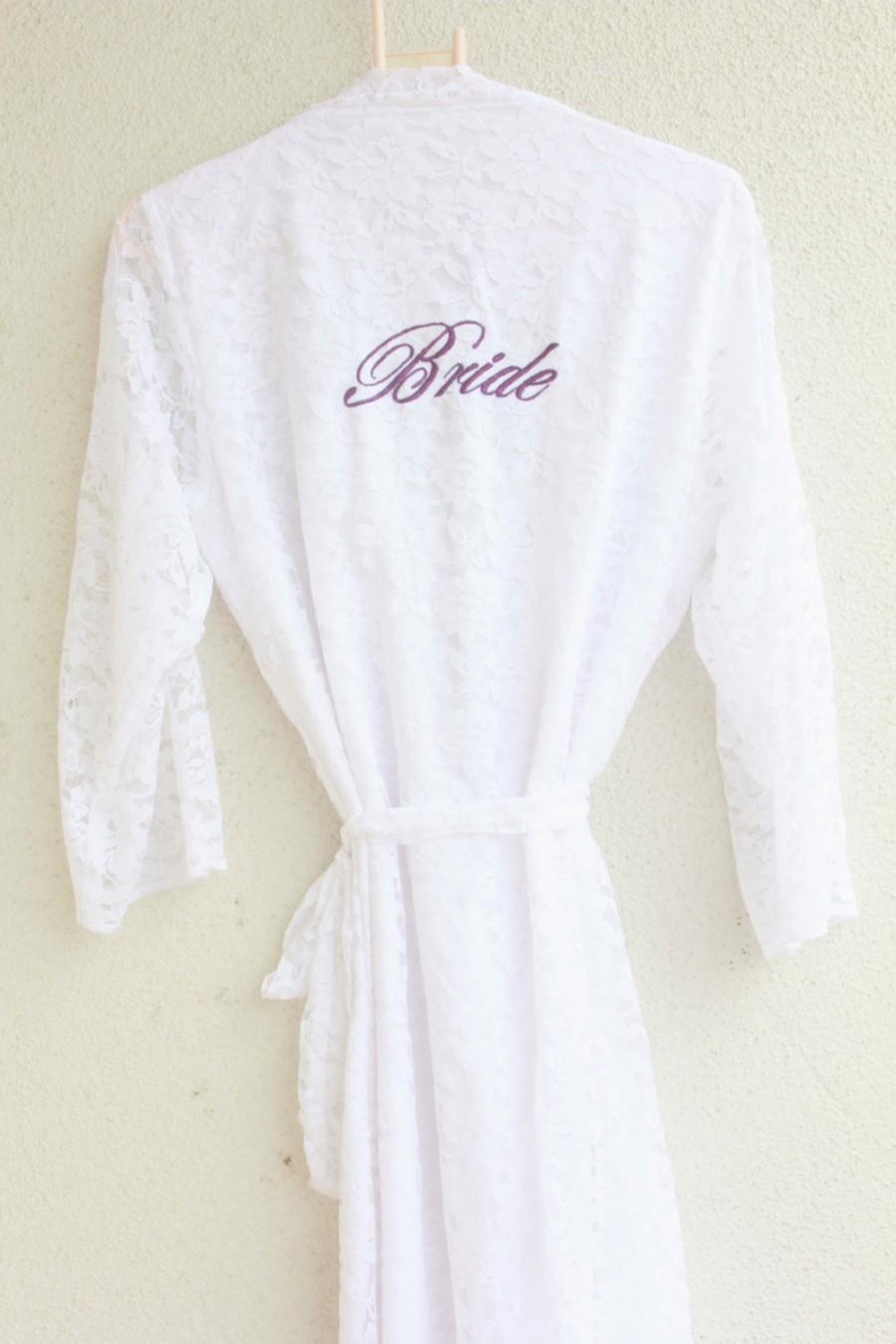 Свадьба - Brides and bridesmaid robes, satin and lace robe, wedding robe, dressing gown, bridal lingerie, featured in BRIDAL WHITE LACE
