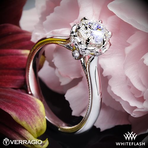 زفاف - 14k White Gold Verragio Classic 939R7 Solitaire Engagement Ring