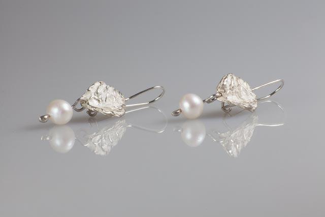 Wedding - Sterling Silver Dangle Earrings with Pearls  , Bridal Earrings