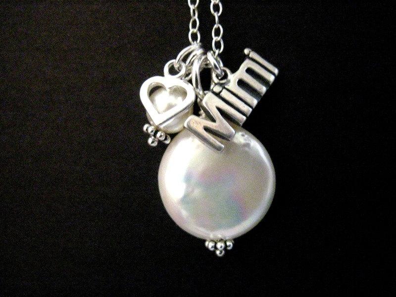 Hochzeit - Sterling Silver Mimi Necklace with Coin Pearl