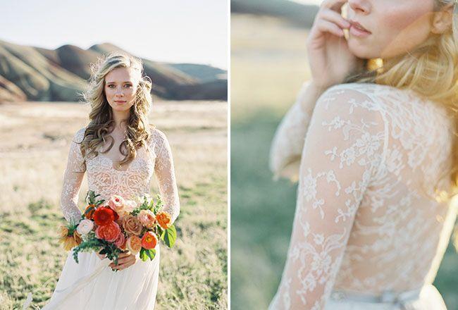 Emily Riggs Lace Wedding Dresses Captured In The Painted Hills