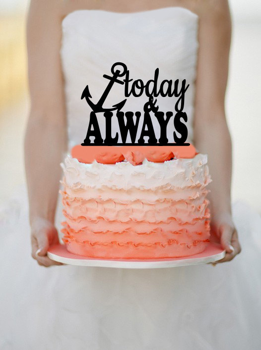 زفاف - Anchor Today And Always Wedding Cake Topper Monogram cake topper Personalized Cake topper Acrylic Cake Topper