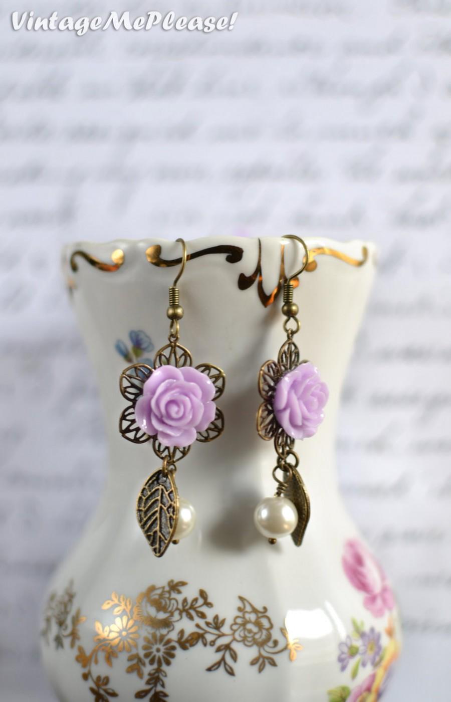 Свадьба - Bridesmaid Earrings Gifts Vintage Style Earrings Flower Girl Dangle Earrings Filigree Earrings Bridesmaids Gift Wedding Accessories