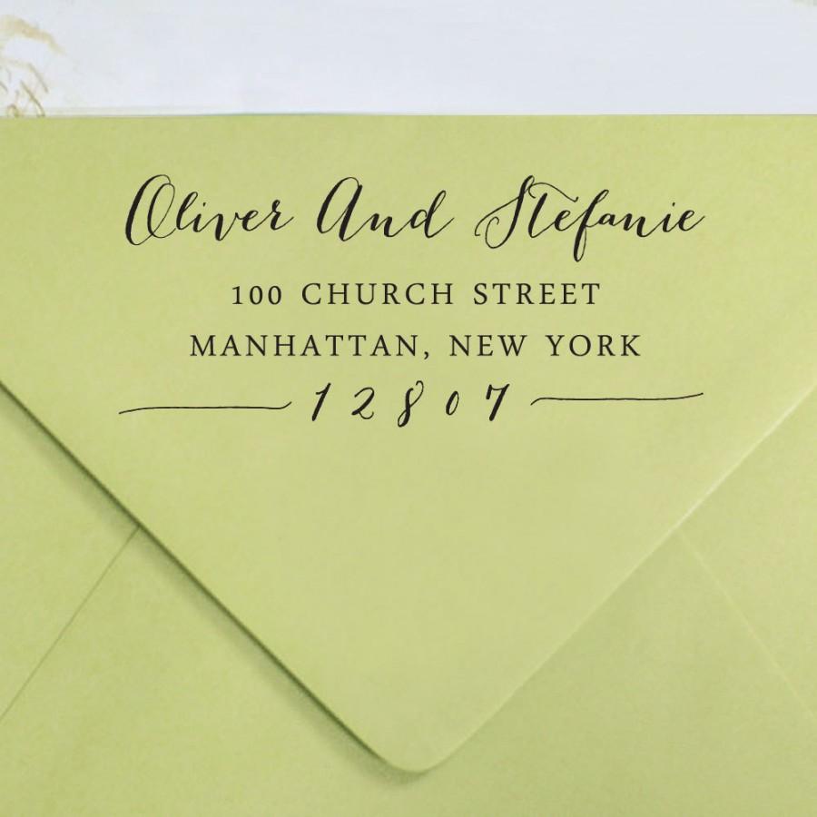 Mariage - Custom Return Address Stamp, Self Inking Address Stamp, Custom Rubber Stamp, Personalized Rubber Stamp, Custom Calligraphy Stamp HS85P