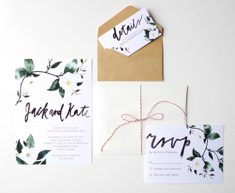 Hochzeit - Printable Wedding Invitation Template, Watercolor, Custom Calligraphy, DIY Modern Invitation, Brush Lettering