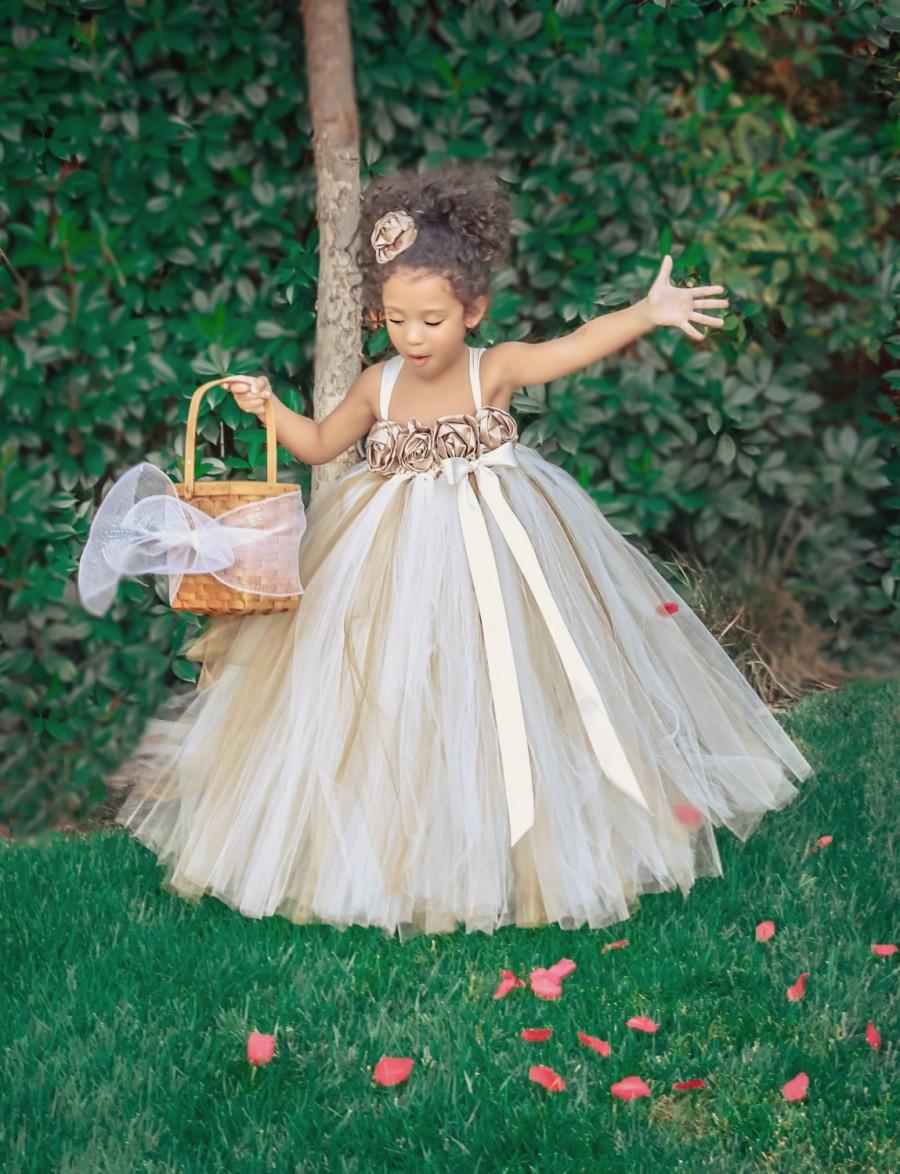 زفاف - Ivory, Gold, Champagne Flower Girl Dress, Ivory Flower Girl Tutu Dress, Gold Tutu Dress, Tutu Dress, Girls Dress, Baby Dress